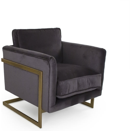 001 SR-900081 | Additional Silo | Avery Club Chair by Zentique in charcoal and gold metal, polyester velvet. Made from polyester velvet in a modern style.