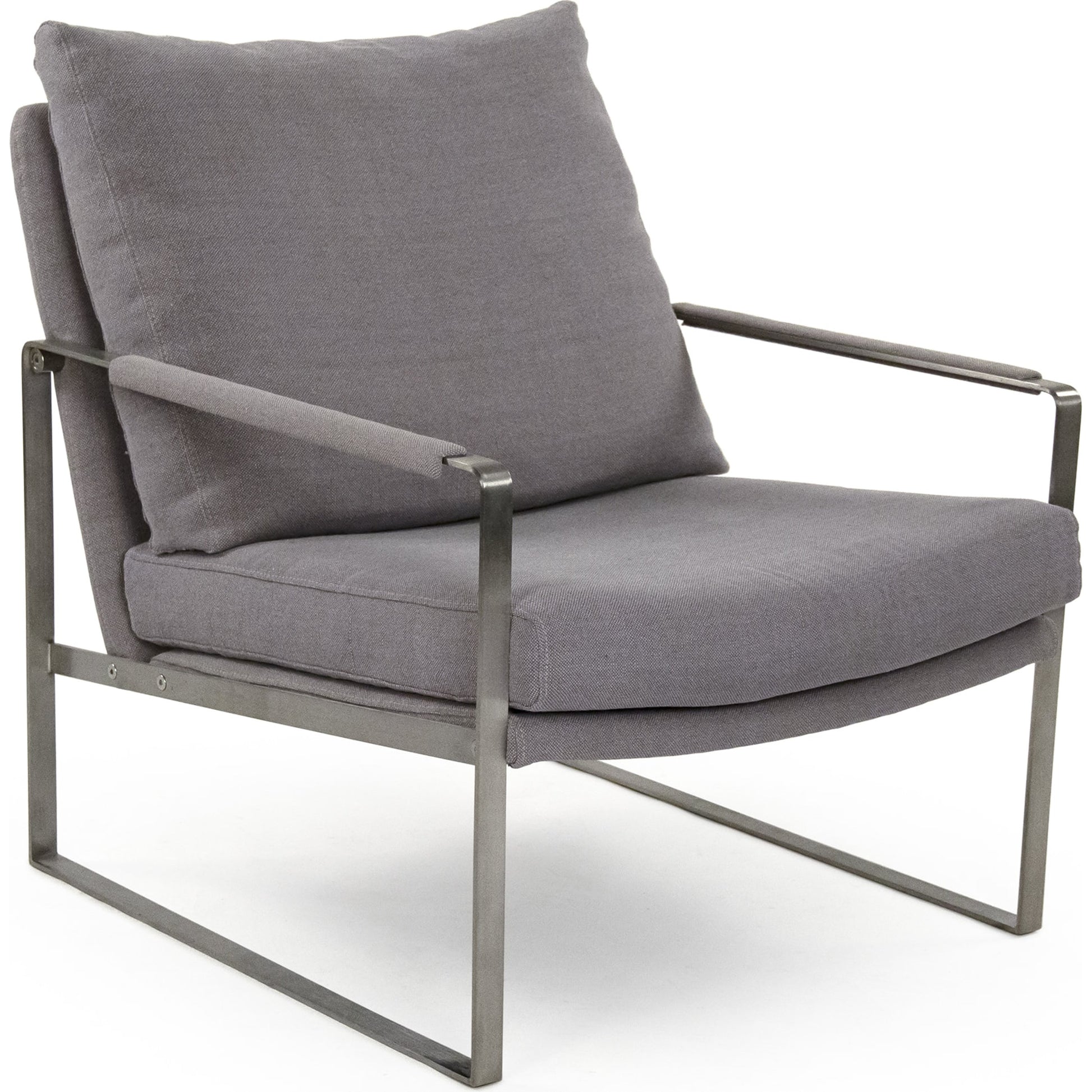 Preston Arm Chair by Zentique in grey and metal, polyester. Made from metal, polyester in a modern style.