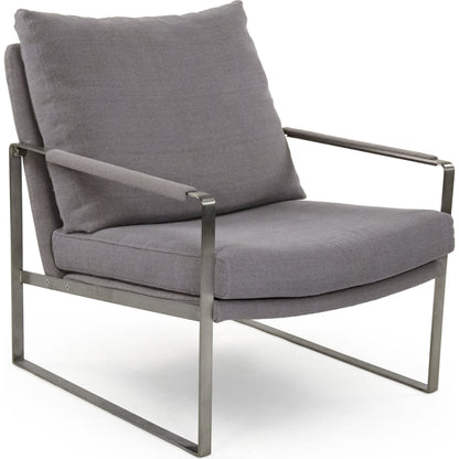 Preston Arm Chair by Zentique in grey and metal, polyester. Made from metal, polyester in a modern style.
