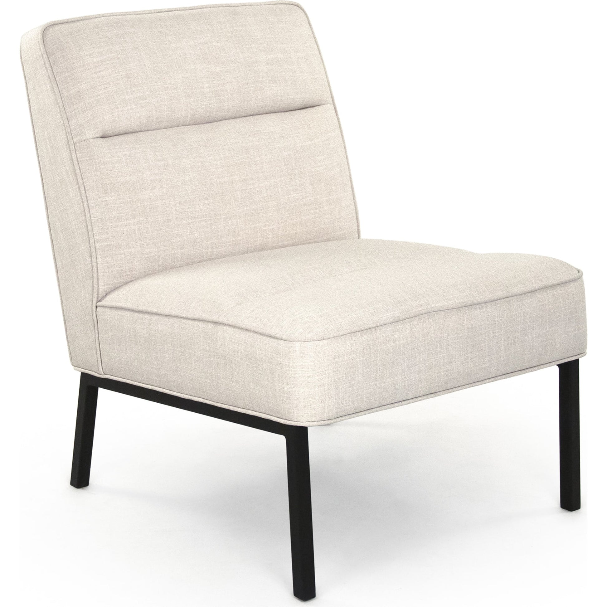 Amelia Lounge Chair by Zentique in cream and matte black metal, polyester. Made from matte black metal, polyester in a modern style.