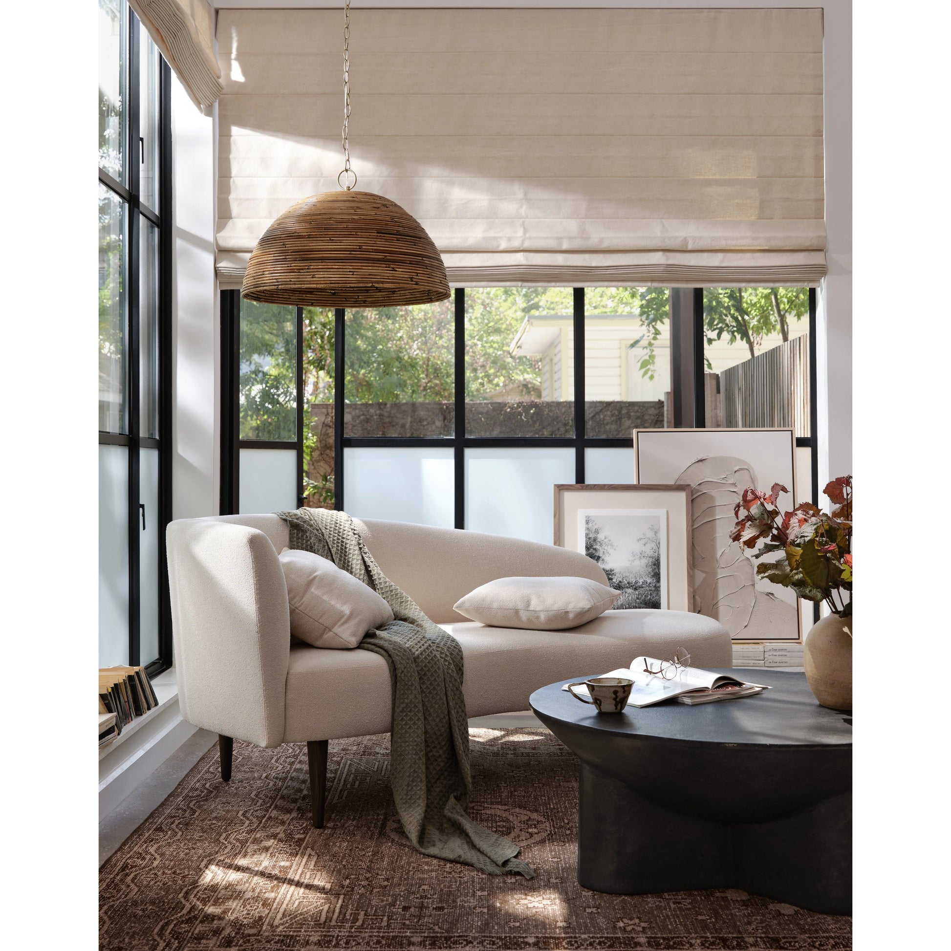 Luna Chaise by Four Hands in capri oatmeal. Made from 100% polyester, solid oak in a modern style.