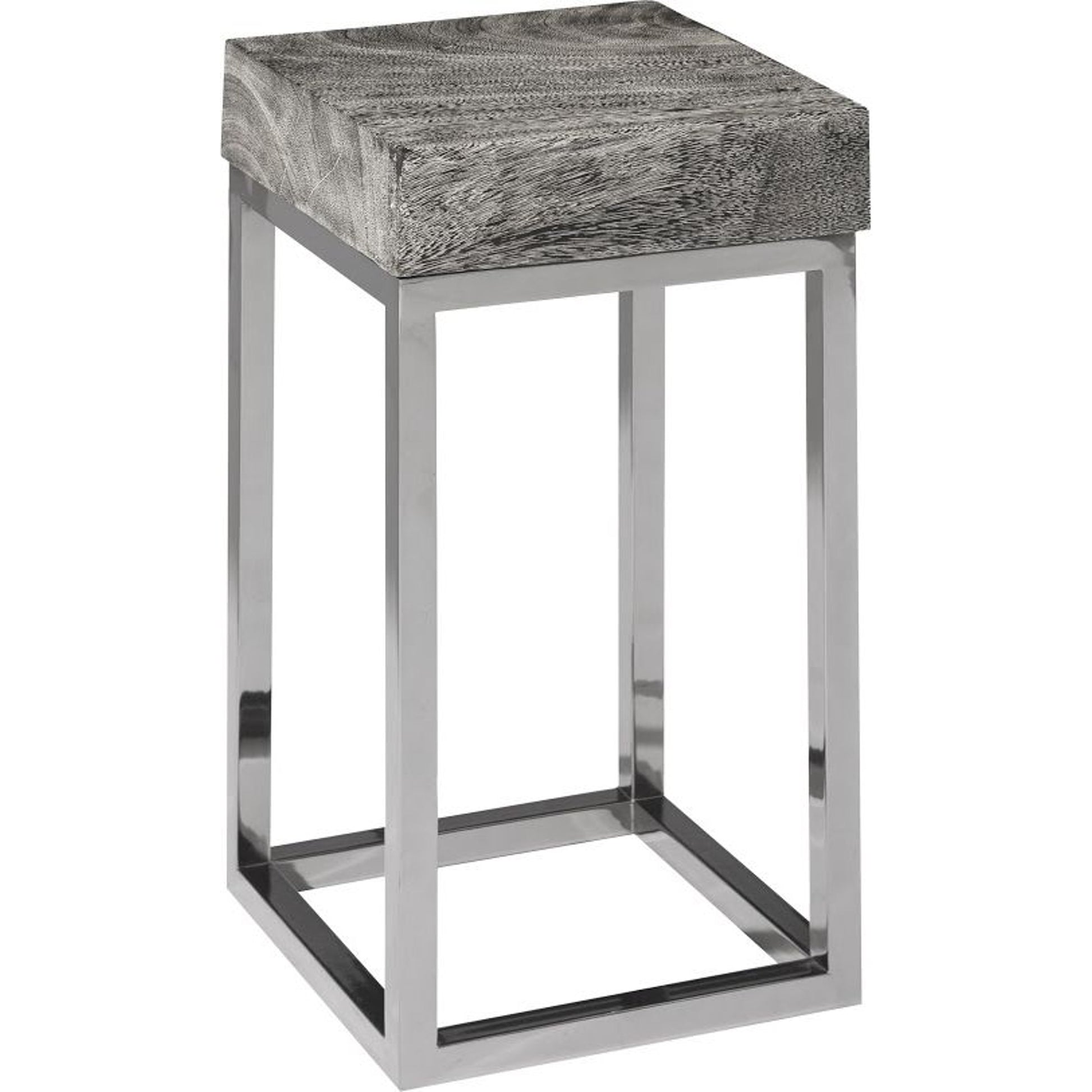 Chamcha Wood End Table by Phillips Collection in gold, brown and brass, natural. Made from wood in a modern style.