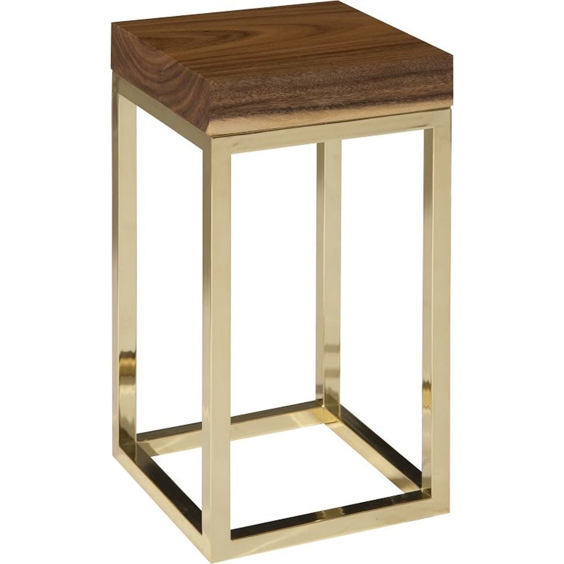 Chamcha Wood End Table by Phillips Collection in gold, brown and brass, natural. Made from wood in a modern style.