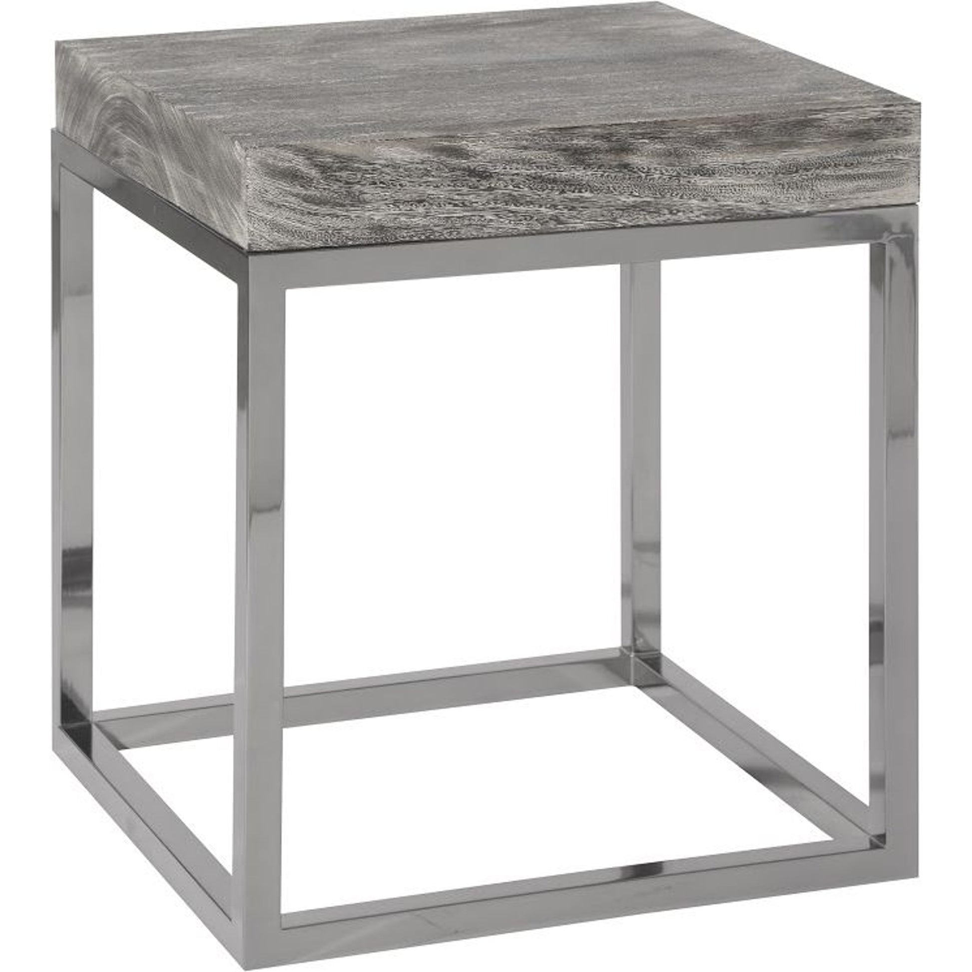 Chamcha Wood End Table by Phillips Collection in gold, brown and brass, natural. Made from wood in a modern style.