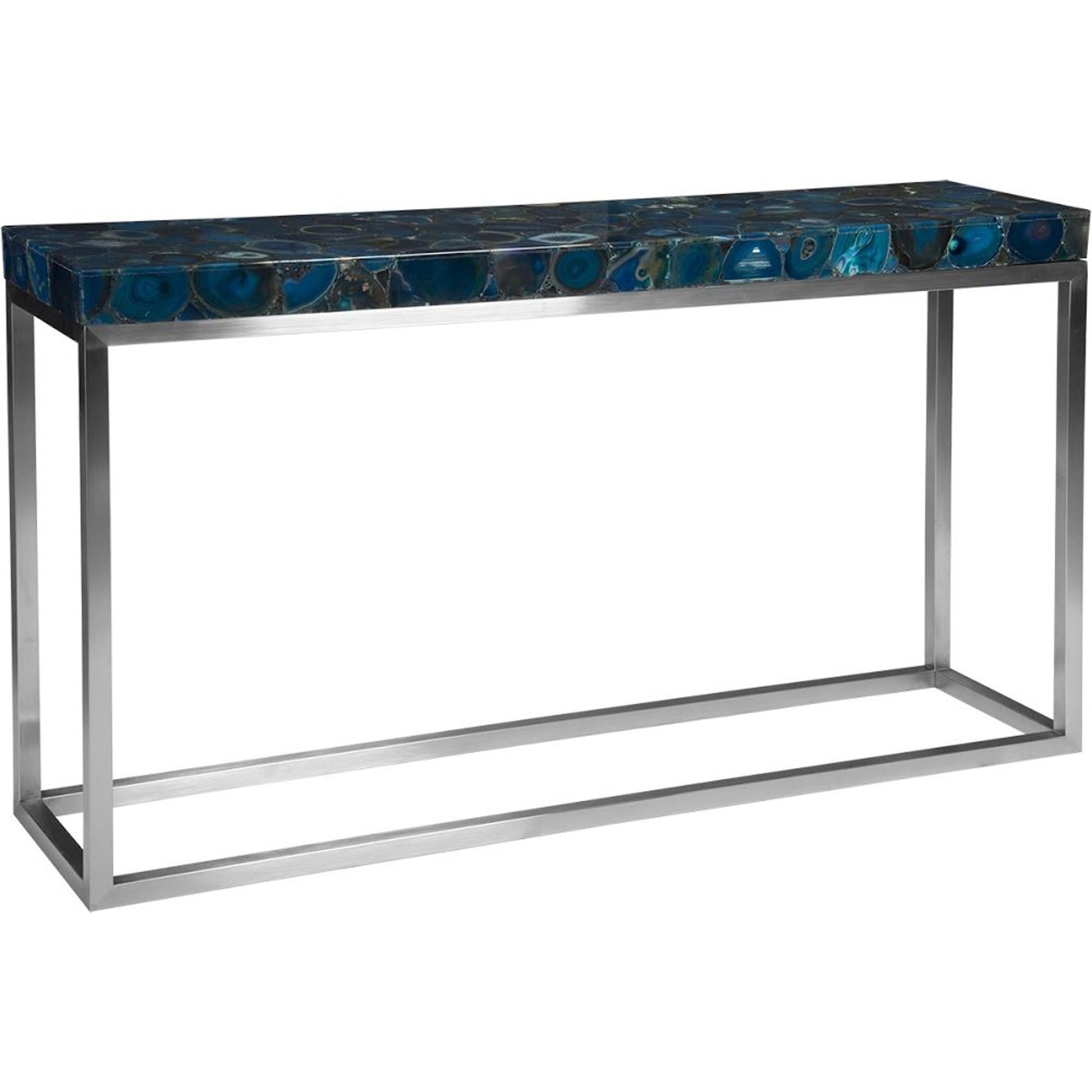Agate Console Table by Phillips Collection in blue, silver. Made from stone in a modern style.