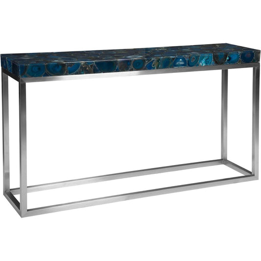 Agate Console Table by Phillips Collection in blue, silver. Made from stone in a modern style.