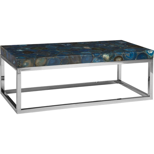Agate Blue Coffee Table by Phillips Collection in blue, silver. Made from stone in a coastal style.
