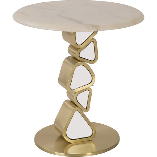 Pebble End Table by Phillips Collection in gold and brass. Made from stone, metal in a modern style.