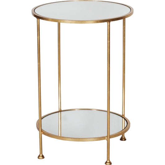 Chico Side Table by Worlds Away in gold, mirror and gold, mirror. Made from metal, glass in a transitional style.