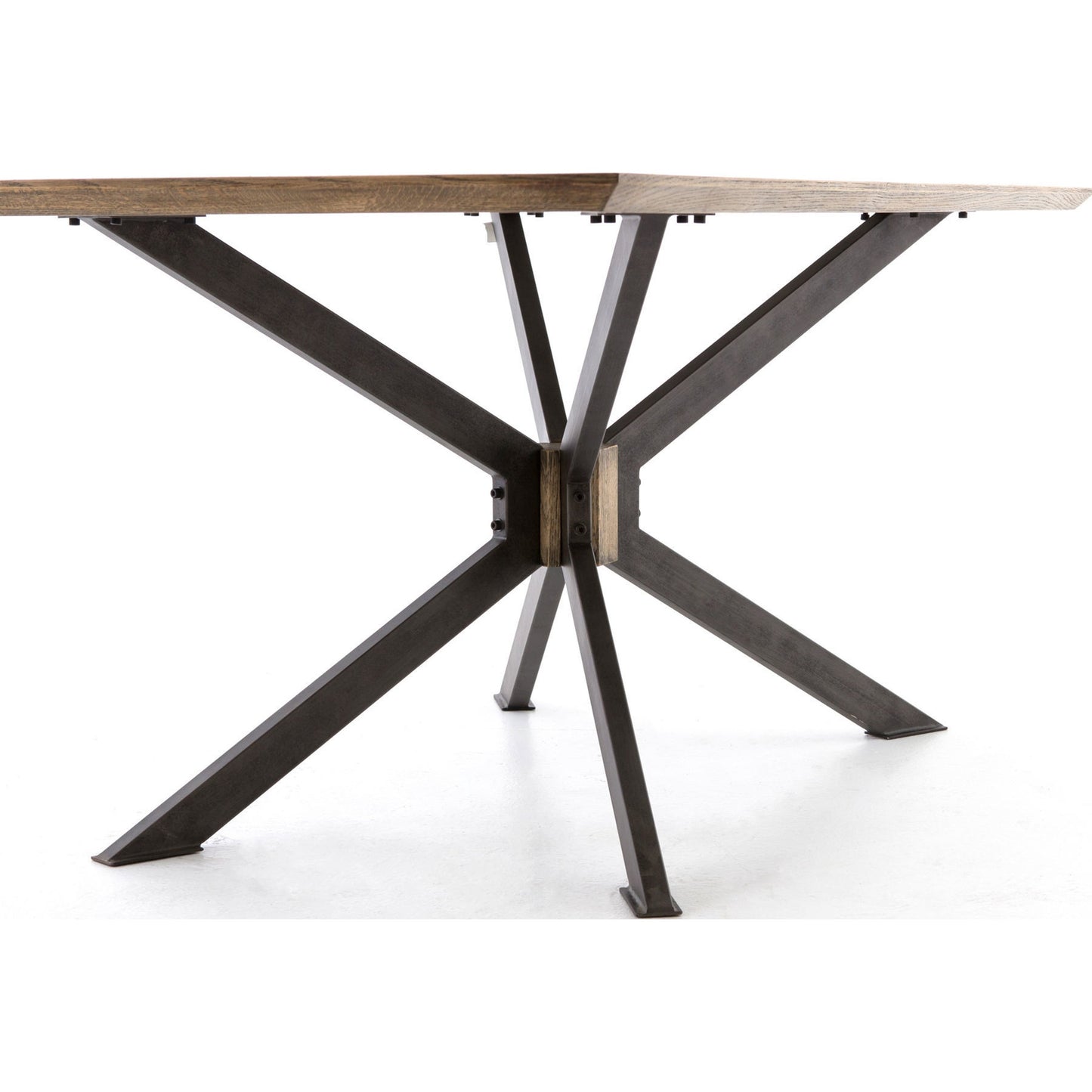 001 S-258375 | Additional Silo | Spider Dining Table by Four Hands in light rustic black, bright brass clad, sandy oak. Made from brass, iron, solid oak in a cottage & farmhouse style.