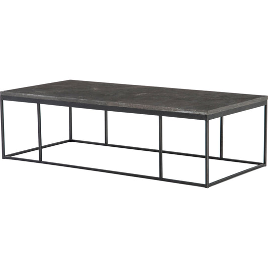 Harlow Coffee Table by Four Hands in blue stone, gunmetal. Made from bluestone, iron in a modern style.