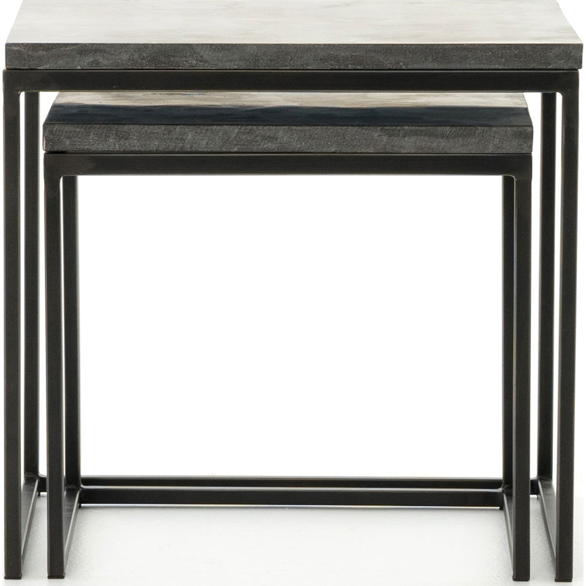 Harlow Nesting End Tables by Four Hands in blue stone, gunmetal. Made from bluestone, iron in a modern style.