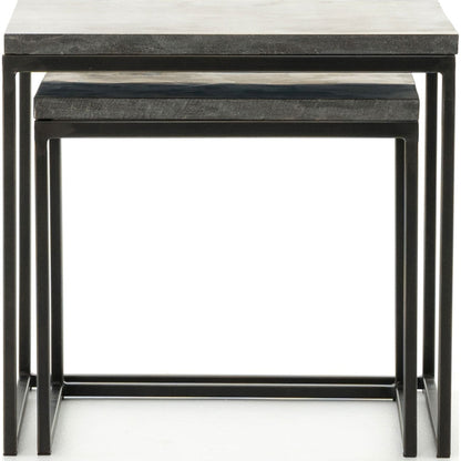 Harlow Nesting End Tables by Four Hands in blue stone, gunmetal. Made from bluestone, iron in a modern style.