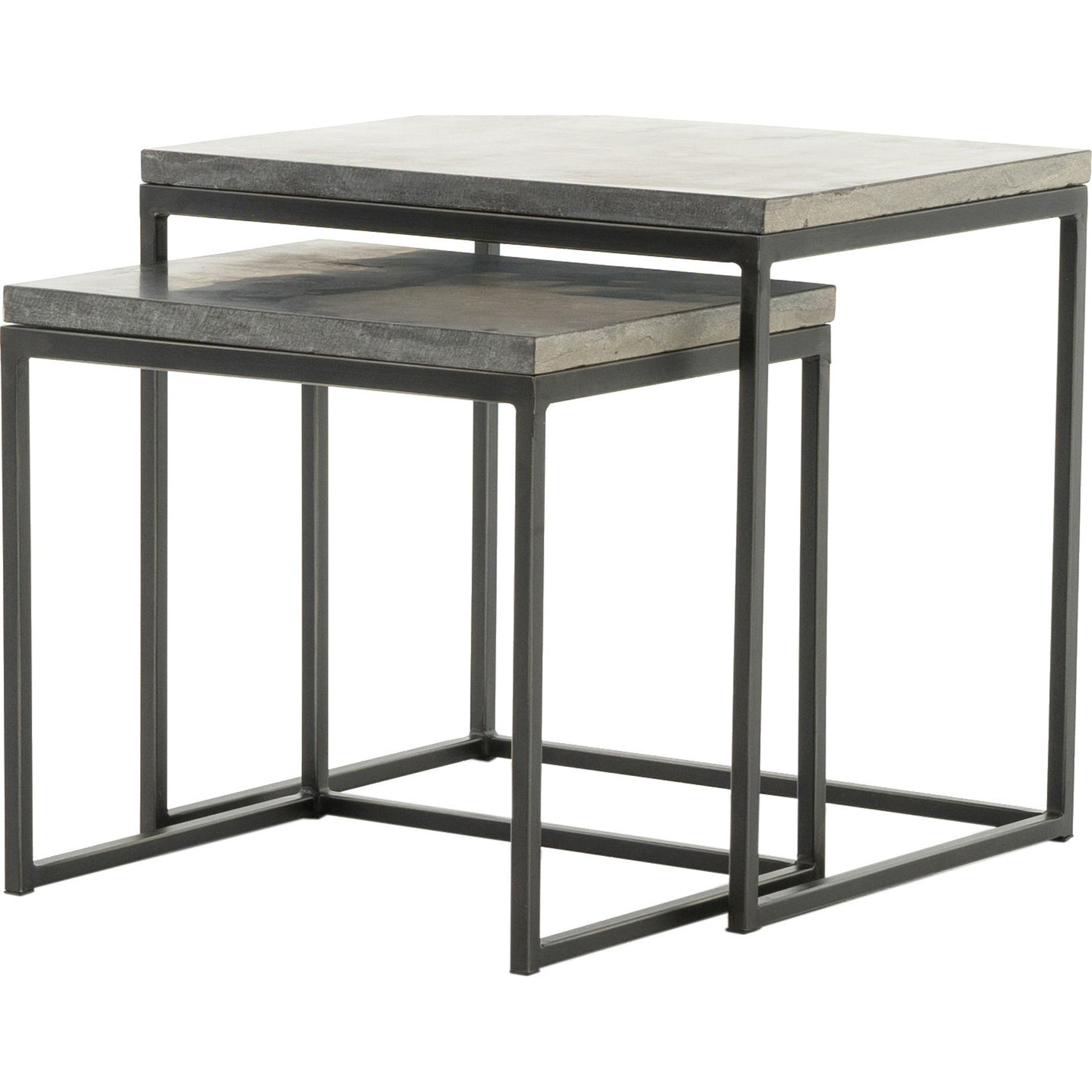 Harlow Nesting End Tables by Four Hands in blue stone, gunmetal. Made from bluestone, iron in a modern style.