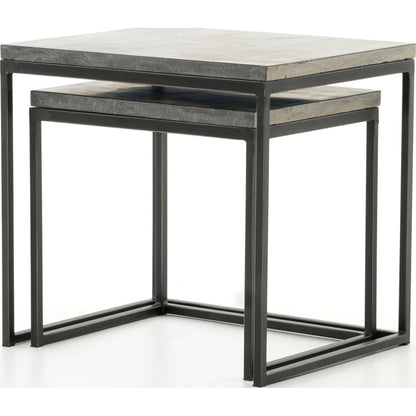 Harlow Nesting End Tables by Four Hands in blue stone, gunmetal. Made from bluestone, iron in a modern style.