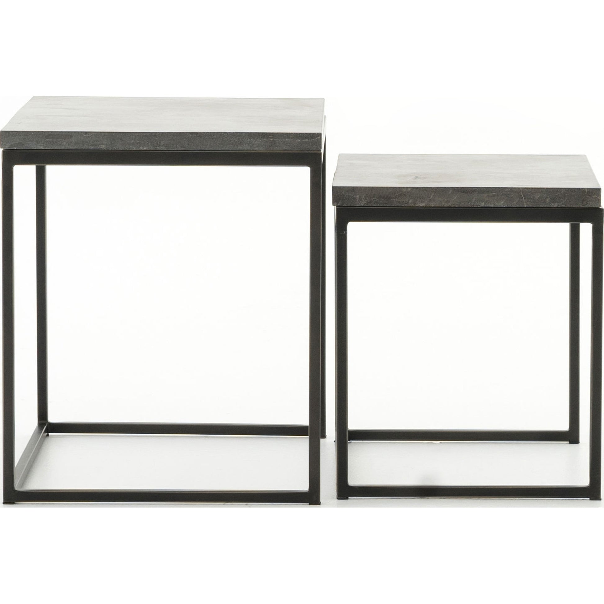Harlow Nesting End Tables by Four Hands in blue stone, gunmetal. Made from bluestone, iron in a modern style.