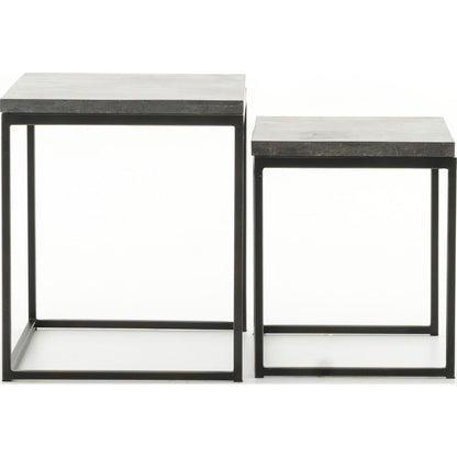 Harlow Nesting End Tables by Four Hands in blue stone, gunmetal. Made from bluestone, iron in a modern style.