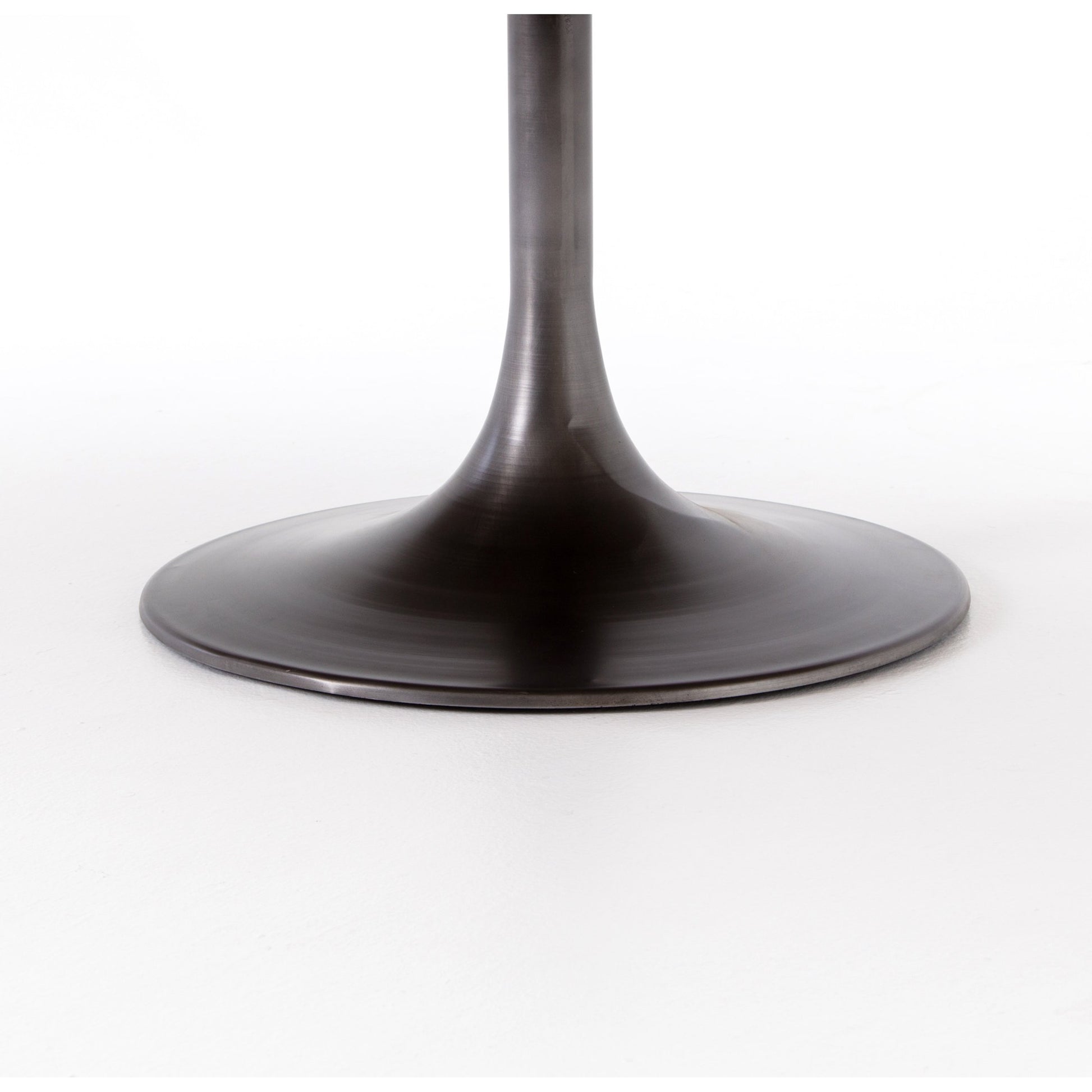 Evans Oval Dining Table by Four Hands in reclaimed burnt oak, vessel grey, polished brass. Made from solid reclaimed oak, iron, stainless steel in a modern style.