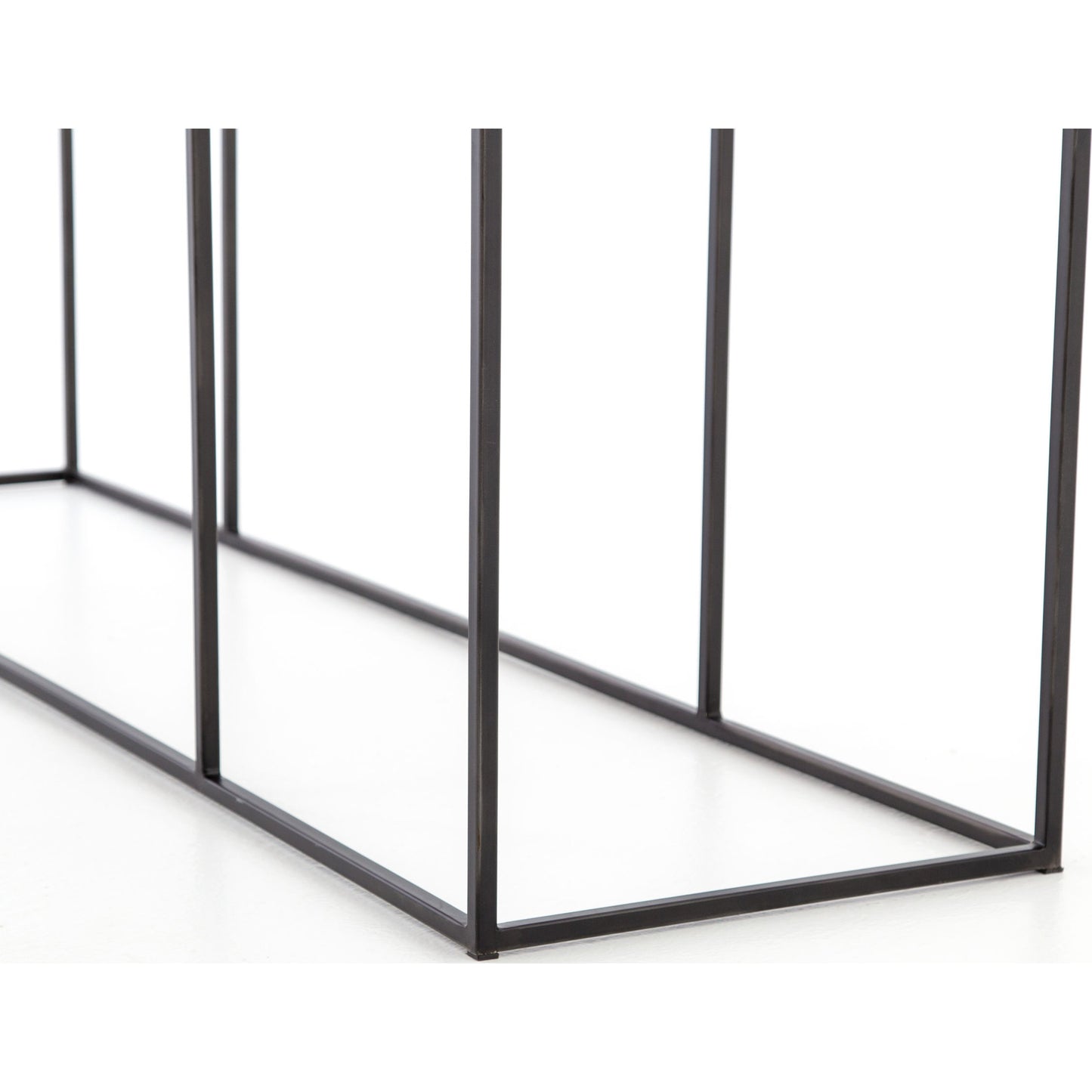 002 S-279462 | Additional Silo | Phillip Console Table by Four Hands in bright brass clad, dark antique bronze and dark antique bronze, bright brass clad. Made from brass, iron, poplar plywood in a modern style.