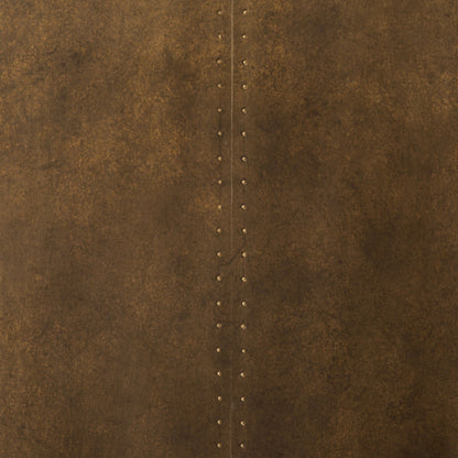 Phillip Console Table by Four Hands in bright brass clad, dark antique bronze and dark antique bronze, bright brass clad. Made from brass, iron, poplar plywood in a modern style.