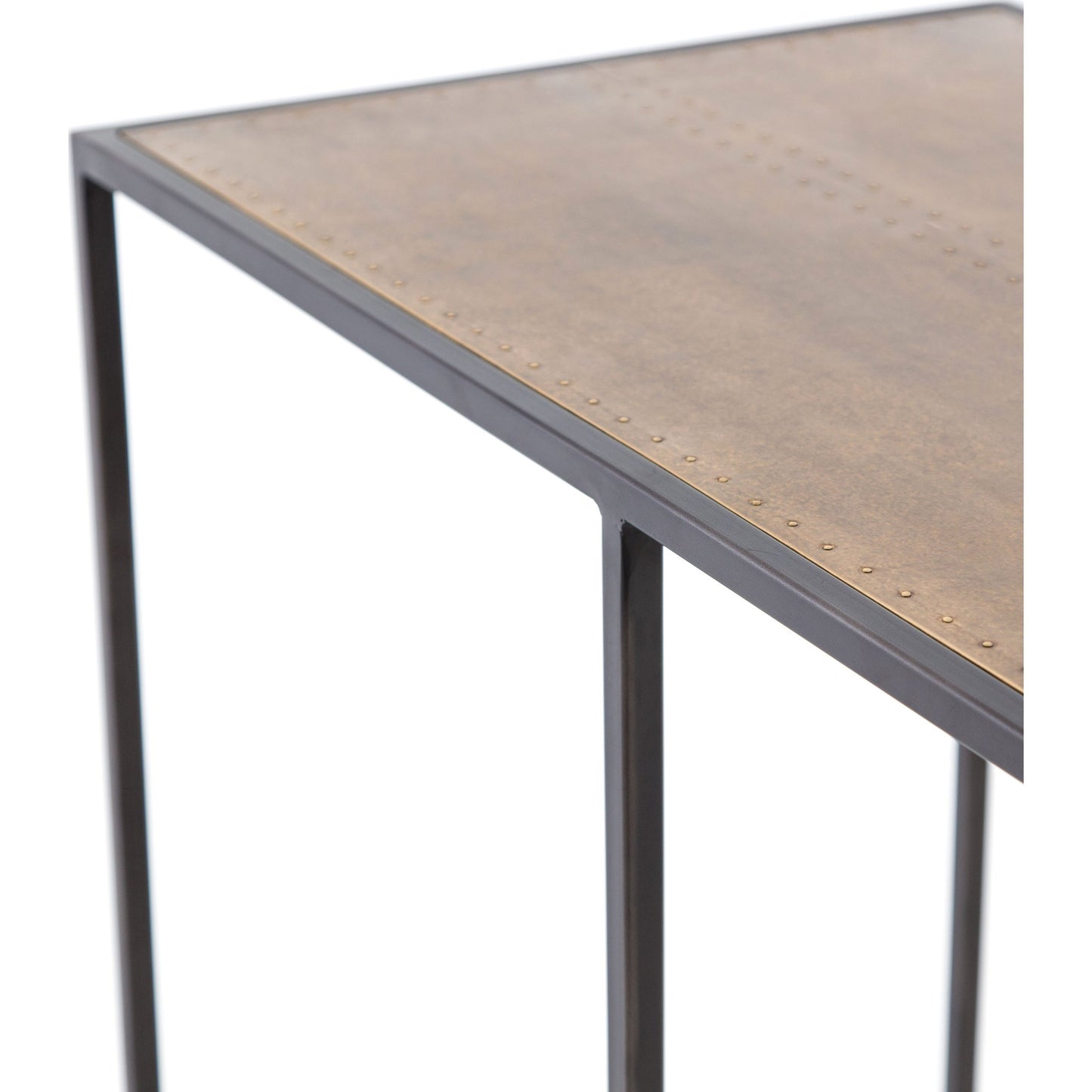 005 S-279462 | Additional Silo | Phillip Console Table by Four Hands in bright brass clad, dark antique bronze and dark antique bronze, bright brass clad. Made from brass, iron, poplar plywood in a modern style.