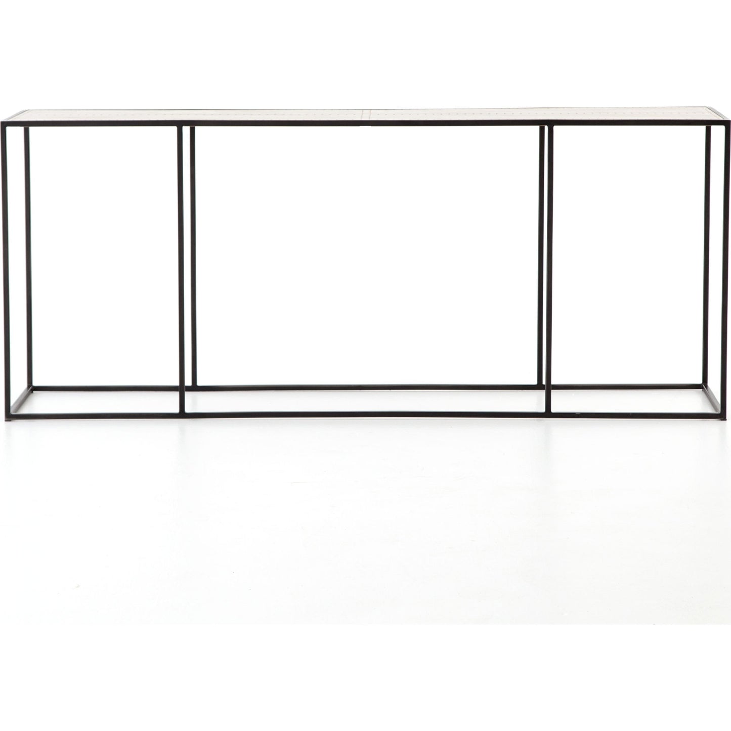 006 S-279462 | Additional Silo | Phillip Console Table by Four Hands in bright brass clad, dark antique bronze and dark antique bronze, bright brass clad. Made from brass, iron, poplar plywood in a modern style.