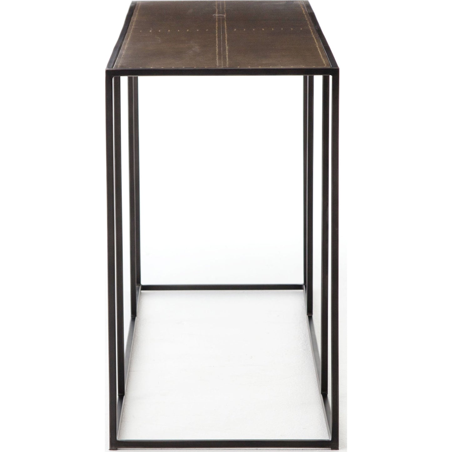 007 S-279462 | Additional Silo | Phillip Console Table by Four Hands in bright brass clad, dark antique bronze and dark antique bronze, bright brass clad. Made from brass, iron, poplar plywood in a modern style.