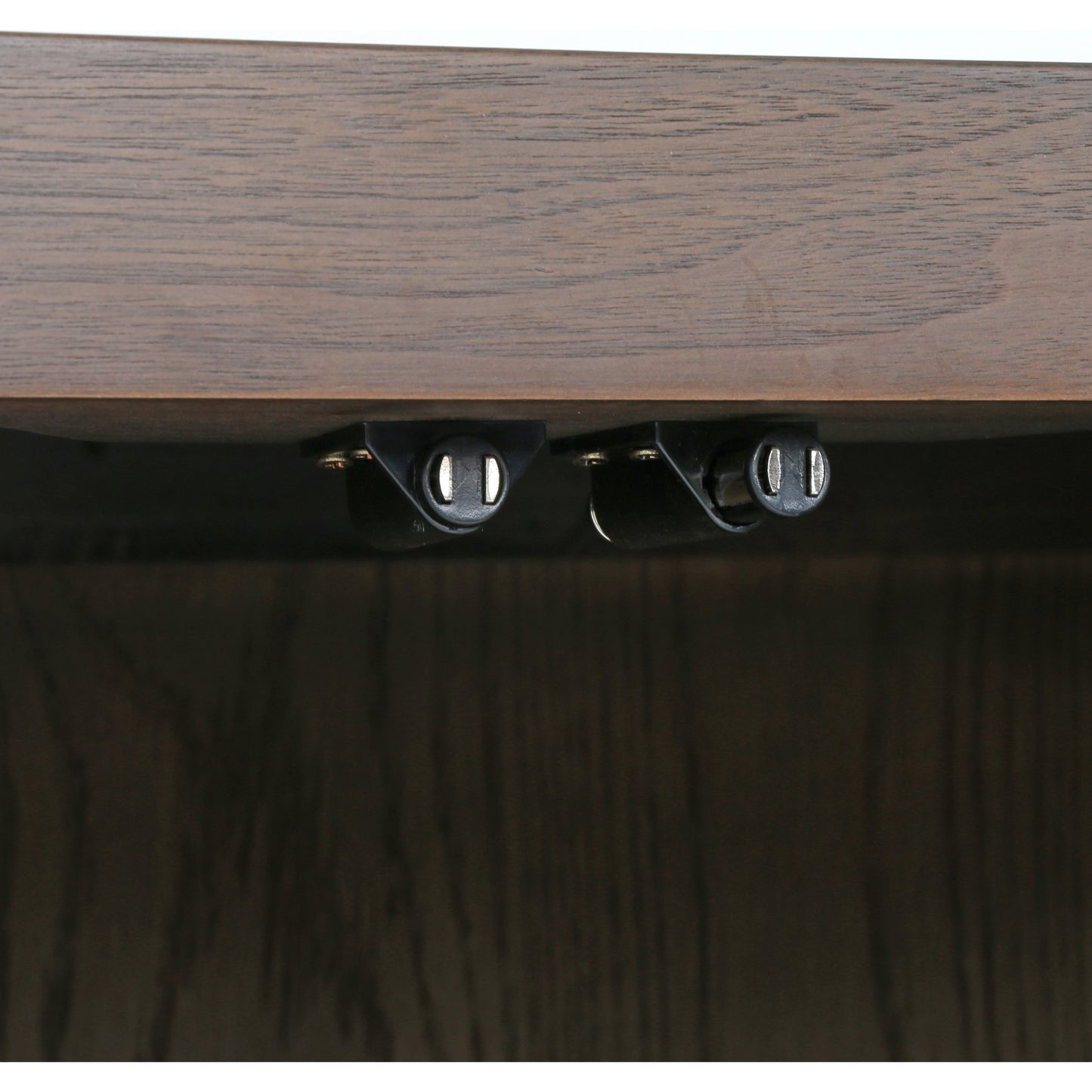 009 S-338897 | Closeup | Enzo Sideboard by Four Hands in dark walnut. Made from walnut veneer, brass, stainless steel in a modern style.