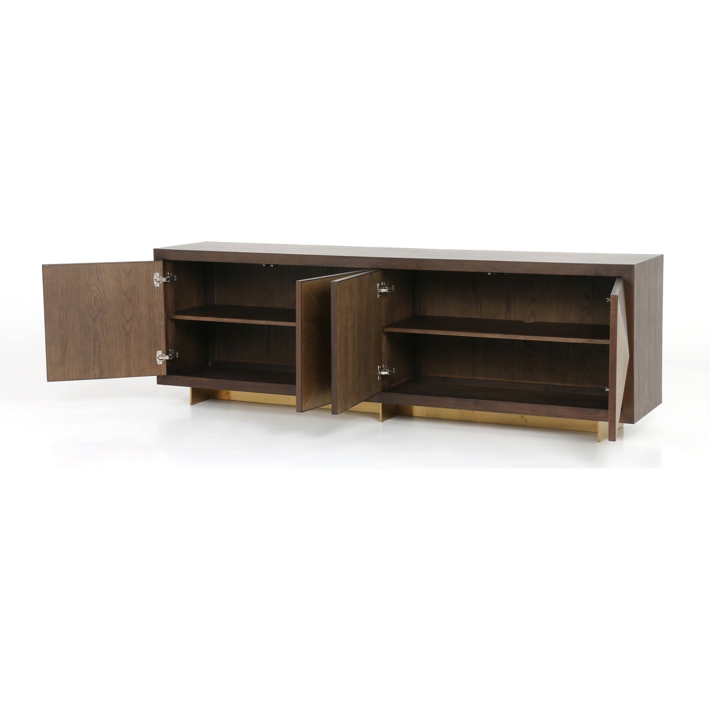 012 S-338897 | Additional Silo | Enzo Sideboard by Four Hands in dark walnut. Made from walnut veneer, brass, stainless steel in a modern style.