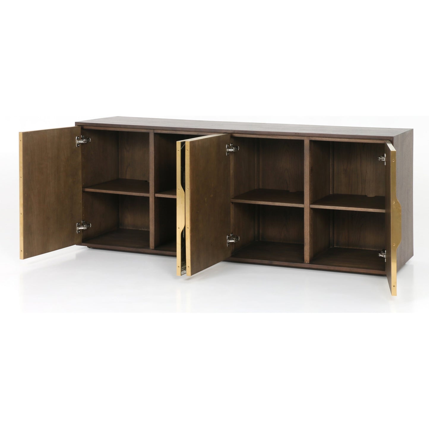 006 S-338891 | Additional Silo | Cybil Sideboard by Four Hands in dark walnut. Made from walnut veneer, stainless steel, glass in a eclectic & global style.