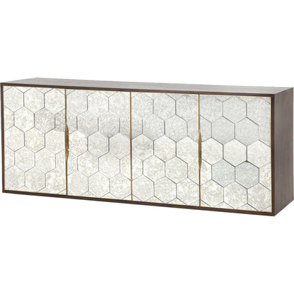 Cybil Sideboard by Four Hands in dark walnut. Made from walnut veneer, stainless steel, glass in a eclectic & global style.