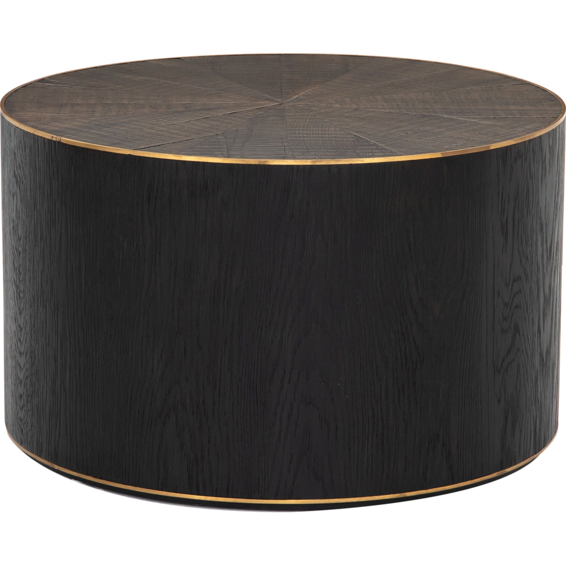 Perry Bunching Table by Four Hands in bright brass clad, ebony. Made from solid oak, brass in a eclectic & global style.