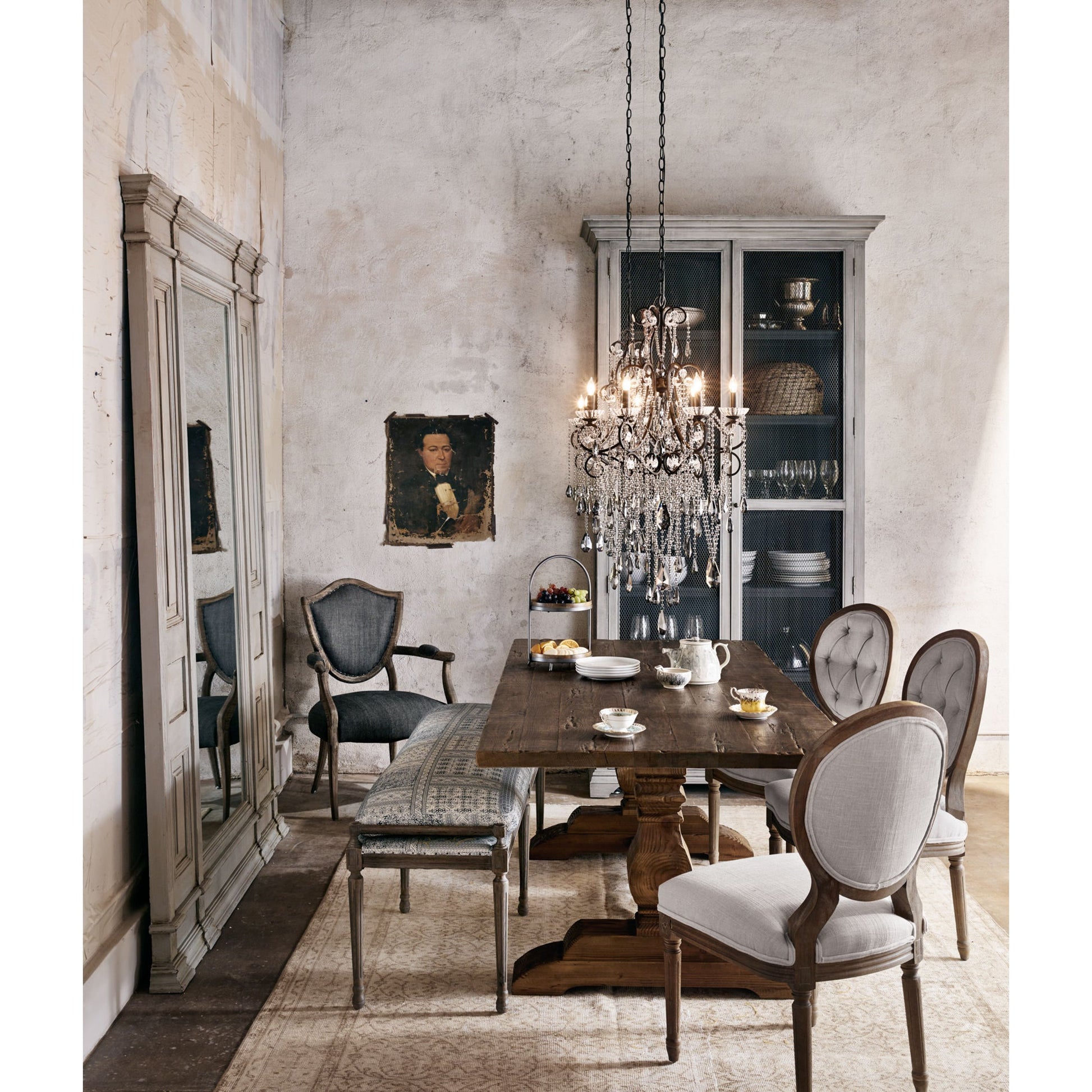 Durham Dining Table by Four Hands in bleached oak and waxed bleached fir, bleached oak. Made from solid reclaimed pine, solid pine in a cottage & farmhouse style.