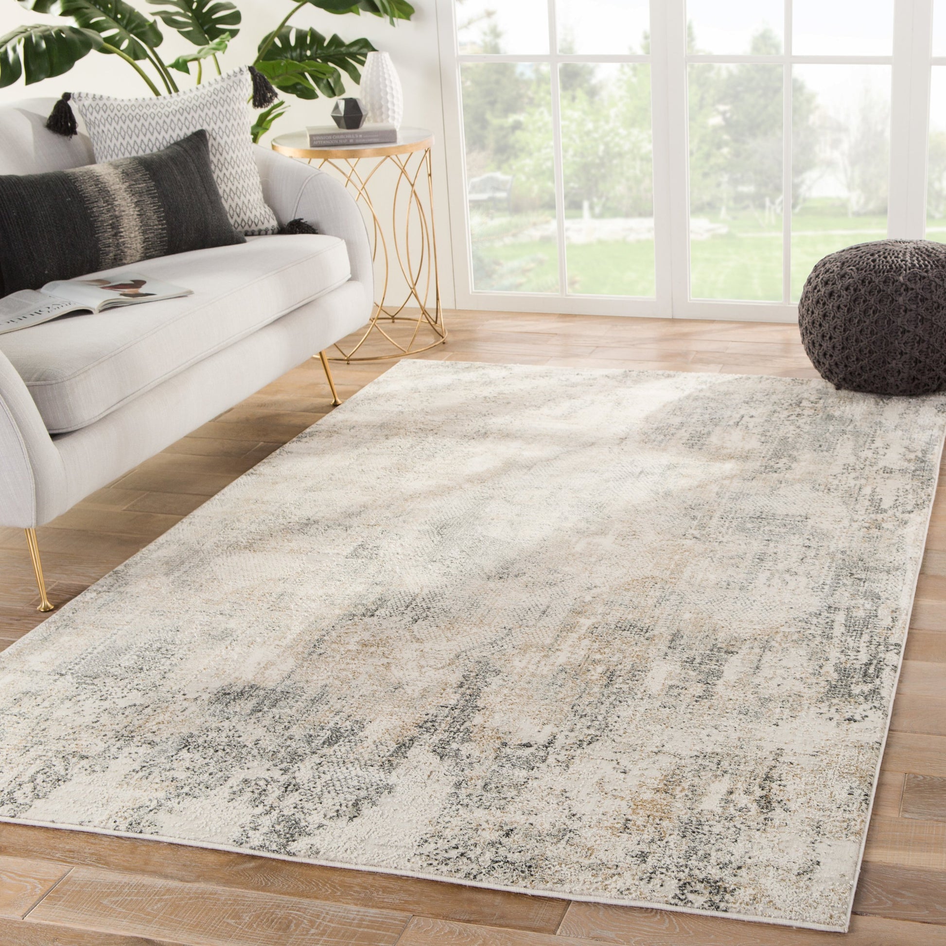 Ramsey Rug by Jaipur Living in gray, gold. Made from 70% viscose, 30% polyester in a unique style.