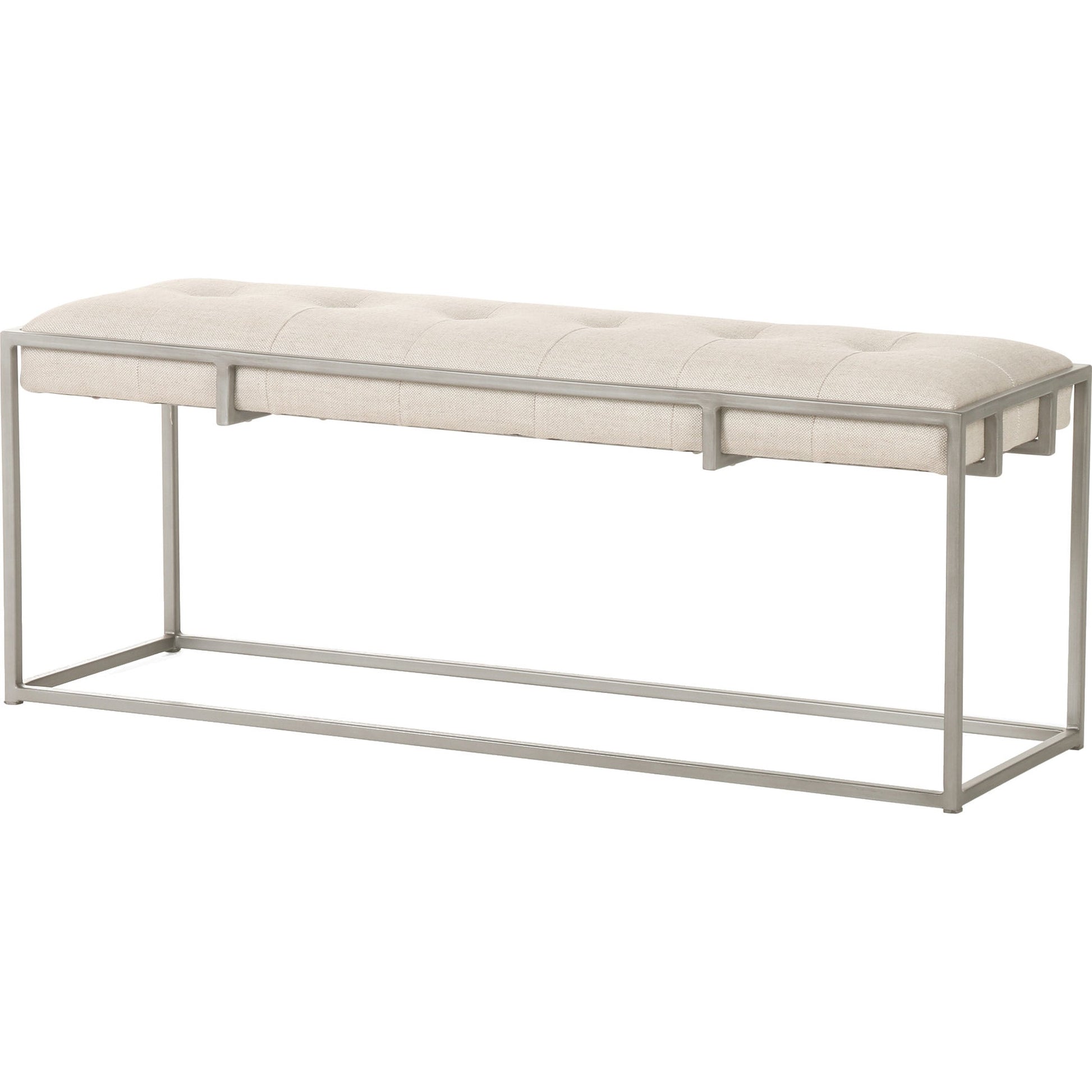 Oxford Bench by Four Hands in rialto ebony, antique brass. Made from top grain leather, iron, 100% polyester in a modern style.