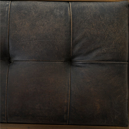 Oxford Bench by Four Hands in rialto ebony, antique brass. Made from top grain leather, iron, 100% polyester in a modern style.