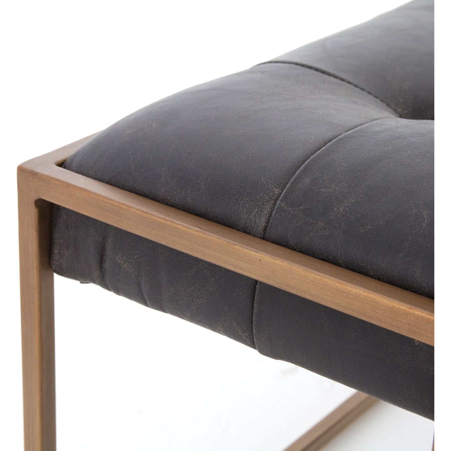 009 S-279458 | Additional Silo | Oxford Coffee Table by Four Hands in rialto ebony and antique brass. Made from top grain leather, iron, 100% polyester in a modern style.