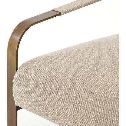 Jules Chair by Four Hands in stnwsh print ecru, antique brs and stonewash print ecru. Made from 100% flax, linen, iron, 100% polyester in a modern style.