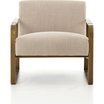 Jules Chair by Four Hands in stnwsh print ecru, antique brs and stonewash print ecru. Made from 100% flax, linen, iron, 100% polyester in a modern style.
