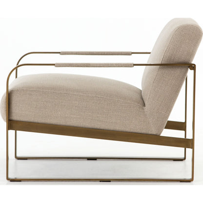 Jules Chair by Four Hands in stnwsh print ecru, antique brs and stonewash print ecru. Made from 100% flax, linen, iron, 100% polyester in a modern style.