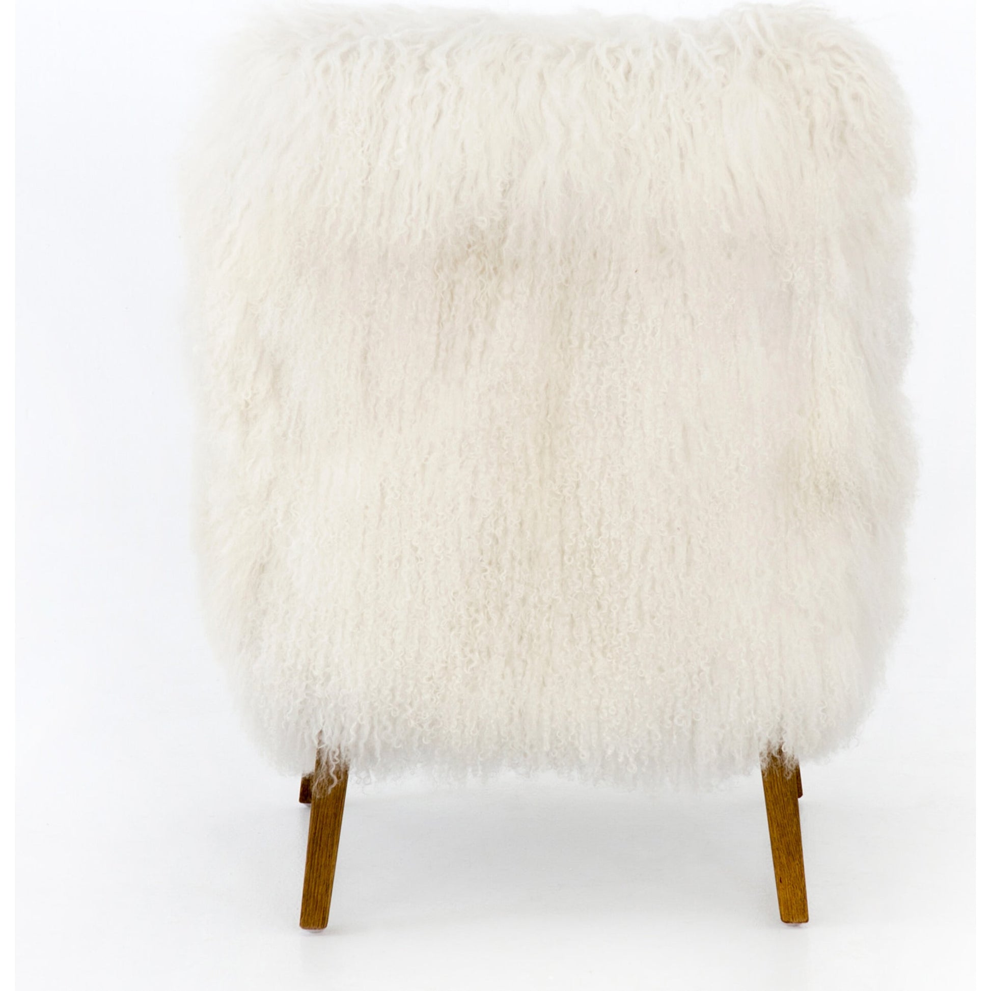 Ashland Armchair by Four Hands in mongolia cream fur, drifted oak. Made from mongolia fur, solid oak, 100% polyester in a modern style.