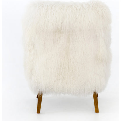 Ashland Armchair by Four Hands in mongolia cream fur, drifted oak. Made from mongolia fur, solid oak, 100% polyester in a modern style.