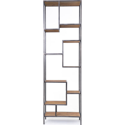 Helena Bookcase by Four Hands in antique brass, clear glass. Made from iron, tempered glass in a cottage & farmhouse style.