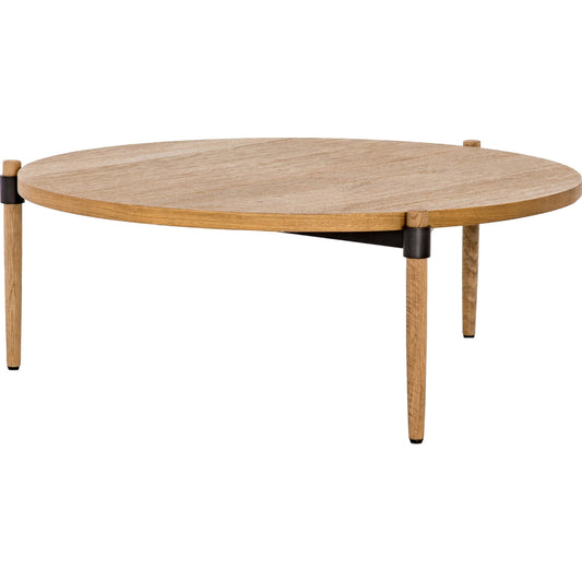 Holmes Coffee Table by Four Hands in smoked drift oak. Made from oak veneer, solid oak, iron in a modern style.