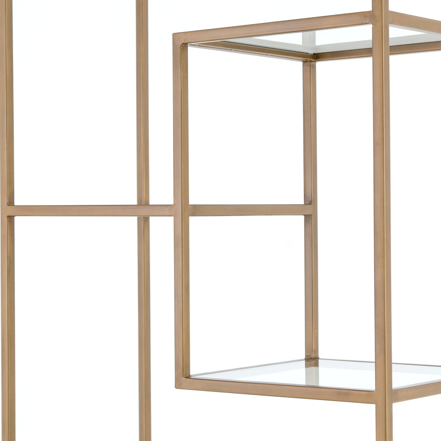 004 S-279347 | Additional Silo | Helena Bookcase by Four Hands in antique brass, clear glass. Made from iron, tempered glass in a cottage & farmhouse style.