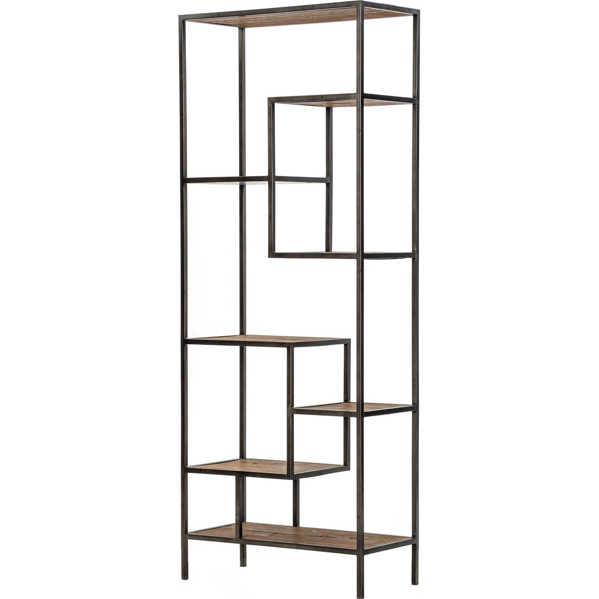 Helena Bookcase by Four Hands in antique brass, clear glass. Made from iron, tempered glass in a cottage & farmhouse style.