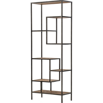 Helena Bookcase by Four Hands in antique brass, clear glass. Made from iron, tempered glass in a cottage & farmhouse style.