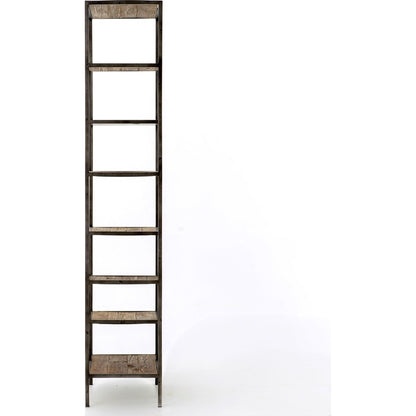 Helena Bookcase by Four Hands in antique brass, clear glass. Made from iron, tempered glass in a cottage & farmhouse style.