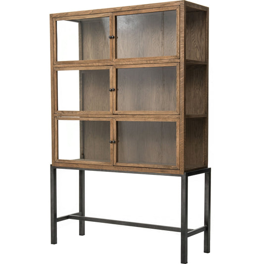 Spencer Curio Cabinet by Four Hands. Made from solid oak, iron, oak veneer in a modern style.