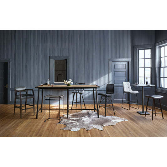 Diaw Bar Stool by Four Hands in rialto ebony. Made from top grain leather, iron, 100% polyester in a modern style.